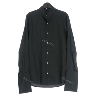 新品 ANN DEMEULEMEESTER 23AW 黑色反转领长袖衬衫