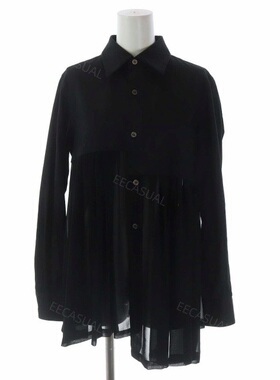  CDG久保玲主线黑色异素材不规则长袖衬衫21SS