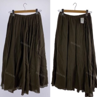 suzuki takayuki 棕色100亚麻长裙 自然垂坠