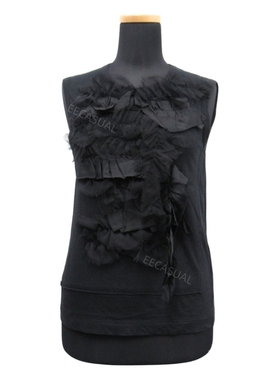 【COMME des GARÇONS】15SS 玫瑰与血系列 黑色荷叶边无袖上衣