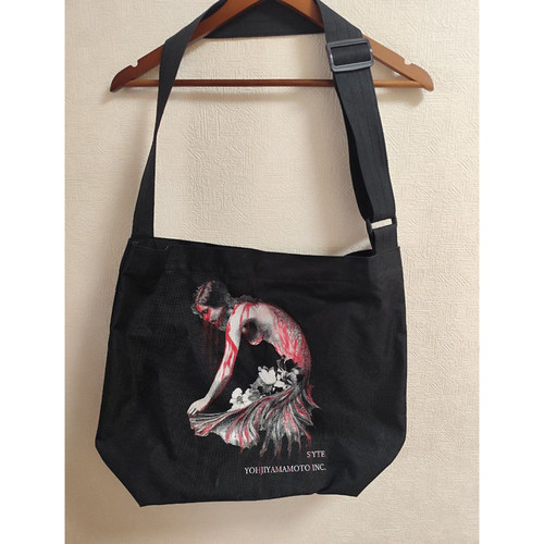 山本耀司 yohji 黑色 美人鱼 头骨 铅笔画 帆布包 斜挎 手提包