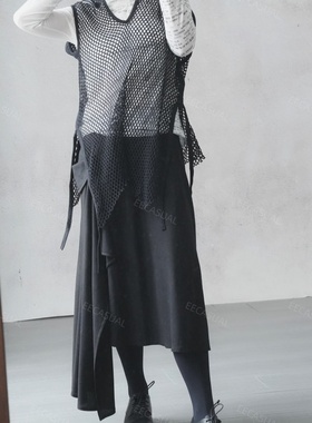 国内现货 新品 山本里美 LIMI feu 黑色网状盔甲背心21SS