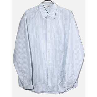 衬衫 STRIPE 23SS POLYESTER SHIRT FINX AURALEE蓝色条纹长袖