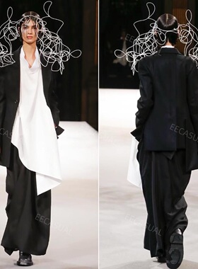 国内现货 新品 山本耀司Yohji FEMME 黑色羊毛不规则下摆西装外套