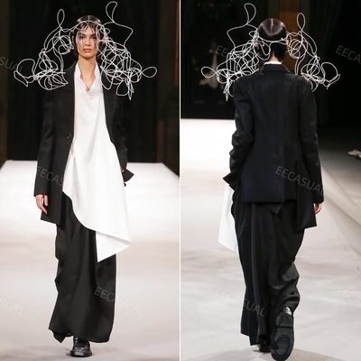 国内现货 新品 山本耀司Yohji FEMME 黑色羊毛不规则下摆西装外套