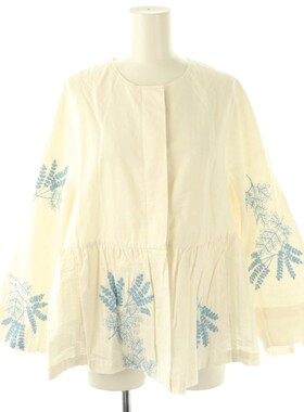 日本正品代购iNE QUITTEZ PAS! 24AW 植物刺绣 棉麻长袖衬衫 开衫