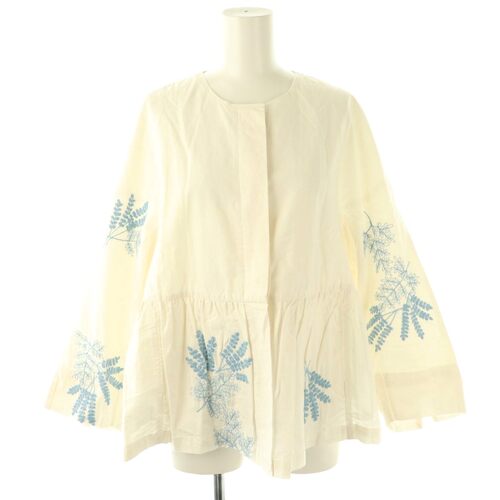 日本正品代购iNE QUITTEZ PAS! 24AW 植物刺绣 棉麻长袖衬衫 开衫