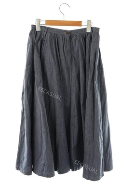 45R 45rpm 靛蓝色捻线棉质A字半身裙长裙 日本制