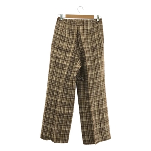 AURALEE 23SS棕色亚麻丝绸格纹裤长裤宽松裤子 日本制