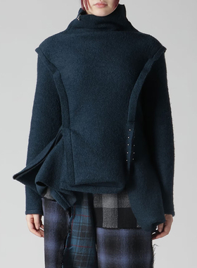 6折 山本耀司 Limi feu 羊毛 铆钉 不规则裙摆 外套 24AW