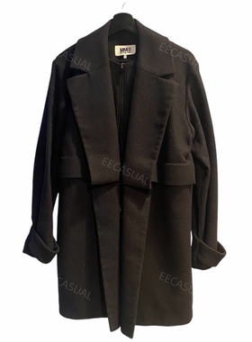 MM6 Maison Margiela 炭灰色 女款 羊毛毛呢大衣 外套 14AW