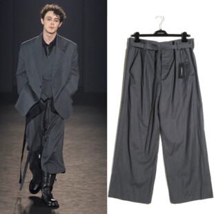 FINN 高腰舒适 羊毛西裤 新 长裤 DEMEULEMEESTER 宽松 灰色 ANN