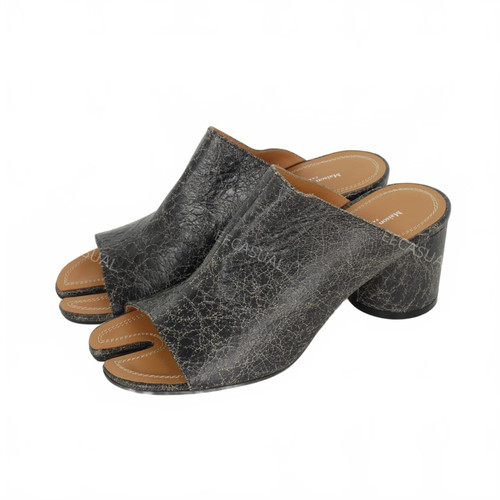 新品 Maison Margiela 爆裂纹女士高跟露趾皮鞋 39