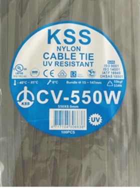 台湾KSS尼龙扎带CV-550W 自锁式黑色捆扎带8x550凯士士扎带CV550W