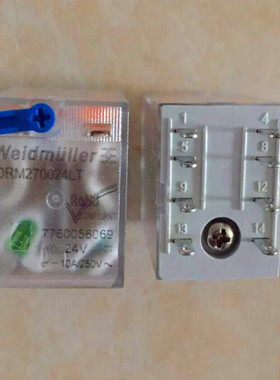 魏德米勒DRM270024LT带灯小型继电器DC24V8脚2开2闭10A7760056069