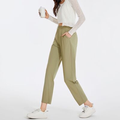 薄款高弹力面膜冰冰裤女款2025夏季新款防晒大码烟管九分休闲裤子