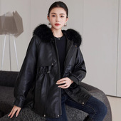 派克服 加绒加厚连帽大毛领皮衣女装 深冬独特超好看外套冬季 中长款