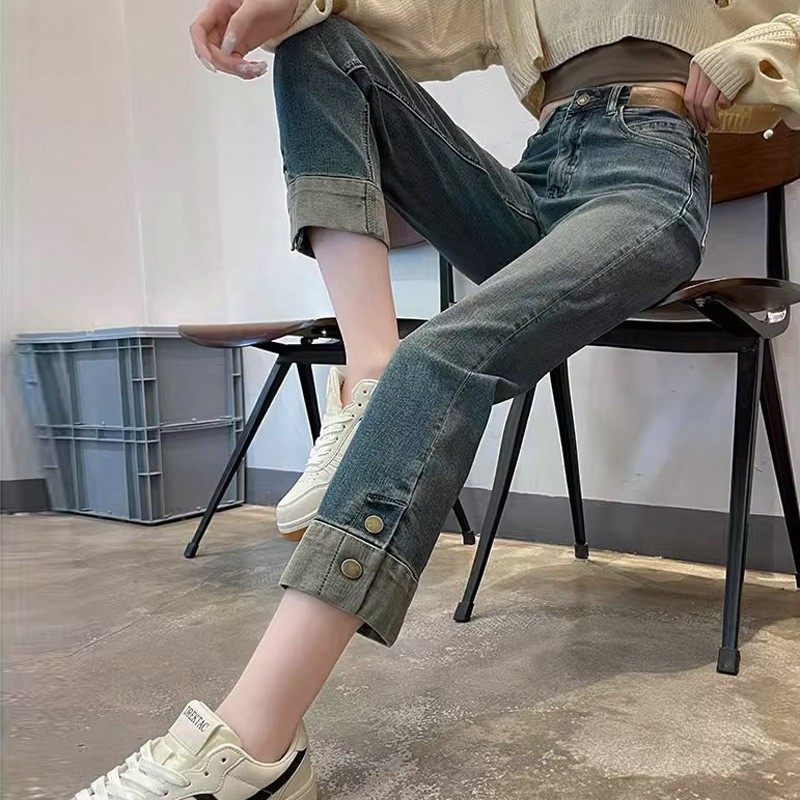 垂感高级高腰阔腿牛仔裤女2025秋冬新款显瘦宽松小个子拖地直筒裤