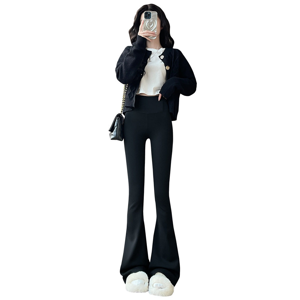 超火喇叭裤子女款2026春装新款高腰提臀马蹄裤紧身弹力微喇打底裤