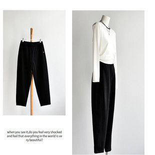 子 2025冬加厚加绒保暖宽松休闲老爹裤 冷淡系独特别毛呢萝卜裤 女款