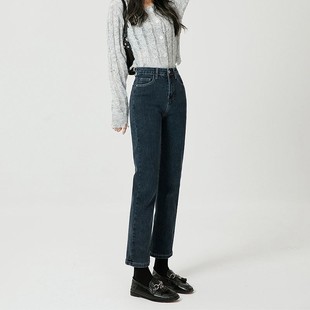 巨好看高级感小个子阔腿牛仔裤女款2025秋冬新款修身直筒垂感裤子