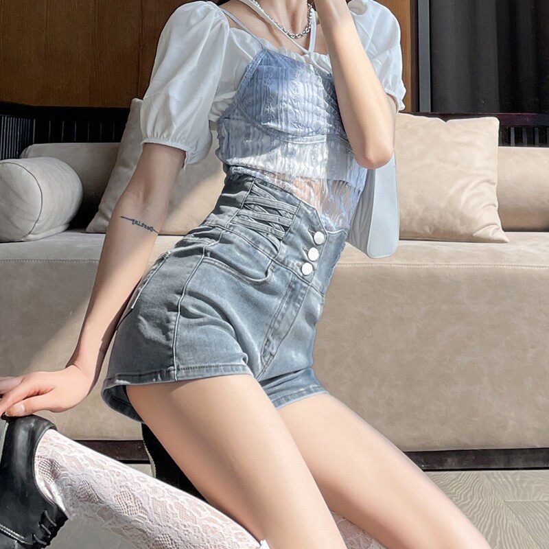 高腰牛仔短裤女胖mm女装2026夏季薄款大码宽松梨形身材阔腿热裤子