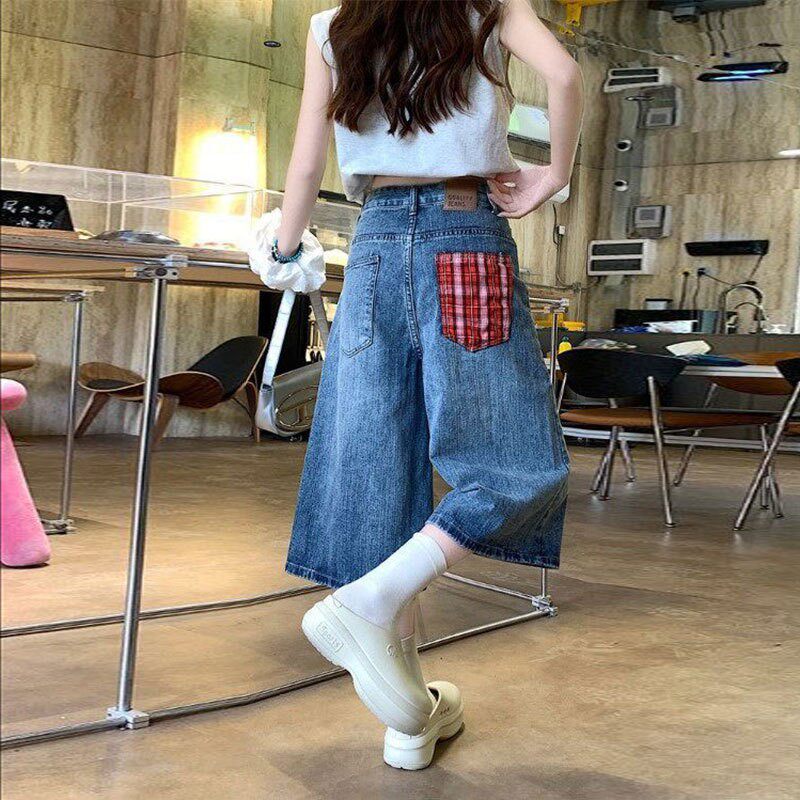 巨好看高腰牛仔裤女款2026夏季新款胖mm的大码宽松显瘦七分短裤子
