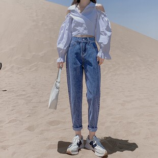 2026春装新款慵懒感阔腿牛仔裤女款巨好看高腰垂感休闲运动裤子