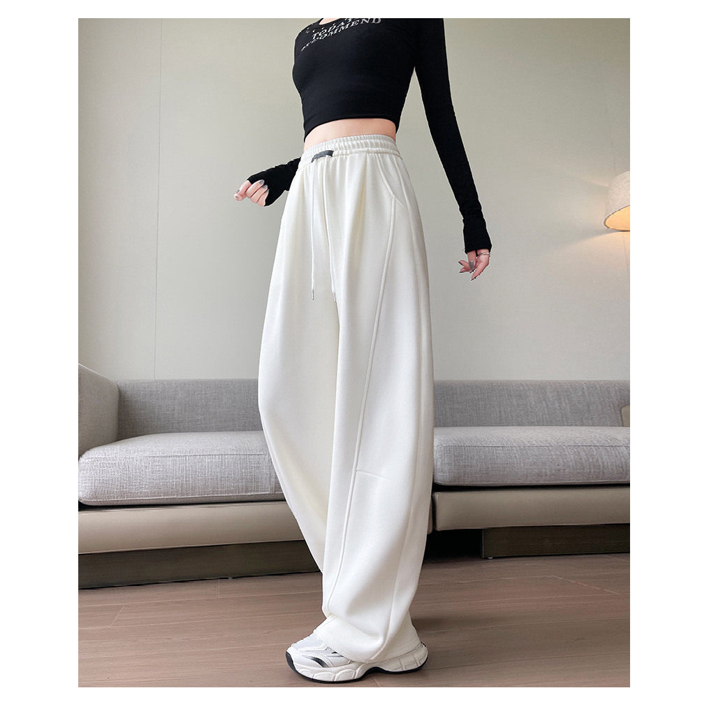 巨好看灰色运动裤子女款秋冬季2025束脚宽松休闲卫裤小个子阔腿裤