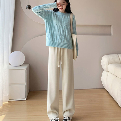 黑色薄款窄版阔腿裤女款2025春秋季新款宽松垂感小个子直筒裤子