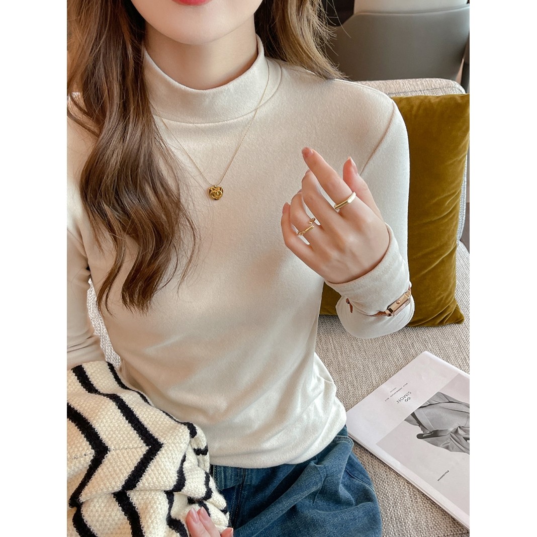 秋冬季微米德绒半高领打底衫女士内搭中领长袖新款可外穿正肩t恤,女装/女士精品,T恤,淘宝优惠券,粉丝福利购,淘宝优惠卷