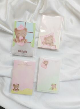 原创便签本可爱手绘小熊卡通《熊宝宝的梦》韩系单面50P素材纸M5