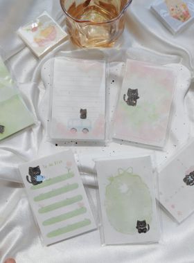 CHENFUMENG原创黑色猫咪便签本120g喵喵漫游记M5内页单面50P文创