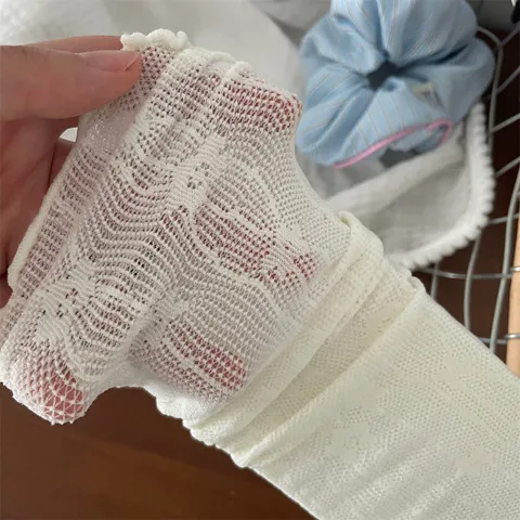 jk堆堆袜透气网眼袜子蕾丝纯中筒袜芭蕾风甜美日系IOULOR薄款风欲