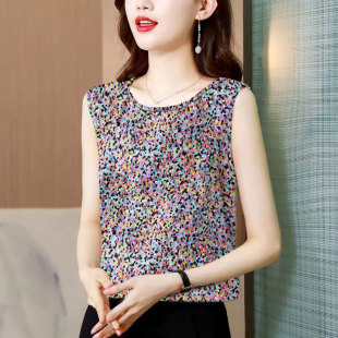 背心夏季 上衣宽松显瘦小衫 无袖 冰凉女装 冰丝洋气潮流 新款 洋气时尚