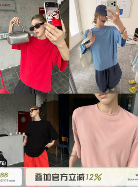 美式复古夏季宽松简约短袖T恤女