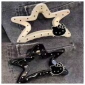 高级气质黑色Kitty减龄甜酷y2k少女心卡通可爱波点抓夹辣妹发抓