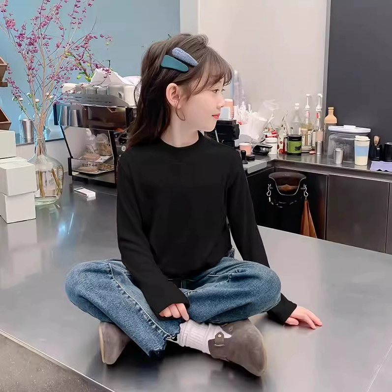 冬季新款儿童保暖德绒上衣女童半高领男童长袖T恤中大童装打底衫
