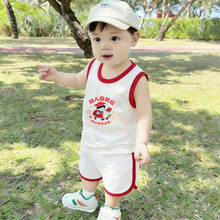 幼儿园就位~开学季教师节夏套装洋气休闲儿童背心短裤运动两件套