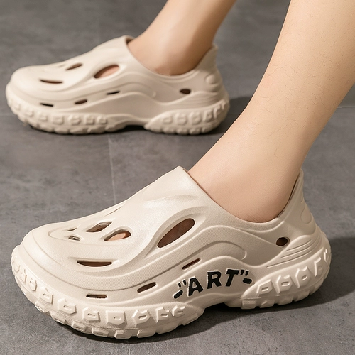 Летние тапочки в стиле Crocs, ультрамягкие нескользящие босоножки на платформе, спортивная пляжная пляжная обувь, подходят для носки на улице, закрытый носок