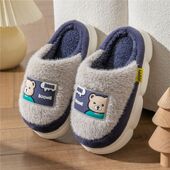 室内家用男中大童保暖亲子家居拖鞋 儿童棉拖鞋 冬天男女童宝宝棉鞋