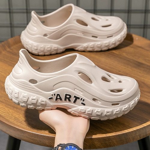 Летние тапочки в стиле Crocs, ультрамягкие нескользящие босоножки на платформе, спортивная пляжная пляжная обувь, подходят для носки на улице, закрытый носок