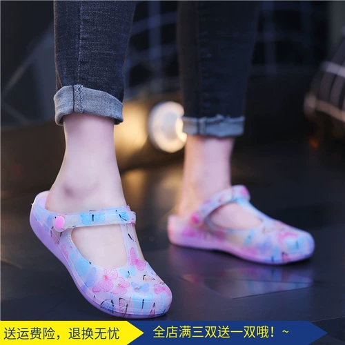 Тапочки в стиле Crocs, туфли «Мэри Джейн», пляжная обувь на платформе, босоножки, большой размер