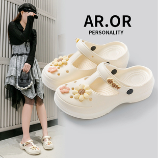 防滑拖鞋 夏季 外穿包头超轻厚底度假沙滩花园鞋 女士凉拖鞋 女 洞洞鞋
