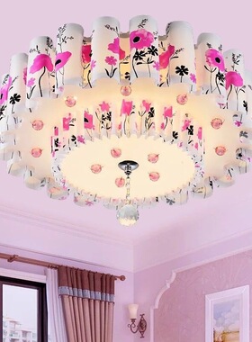 浪漫田园主卧室灯温馨粉色led吸顶灯创意婚房灯具公主女孩房间灯