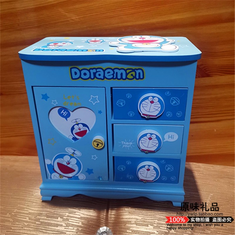 机器猫叮当猫首饰盒 哆啦梦木质卡通饰品盒 可爱公主欧式儿童礼物