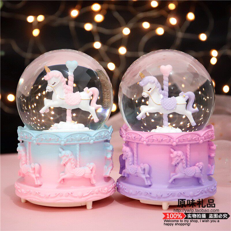 水晶球音乐盒八音盒带雪花可旋转天空之城生日礼物女生儿童女孩礼