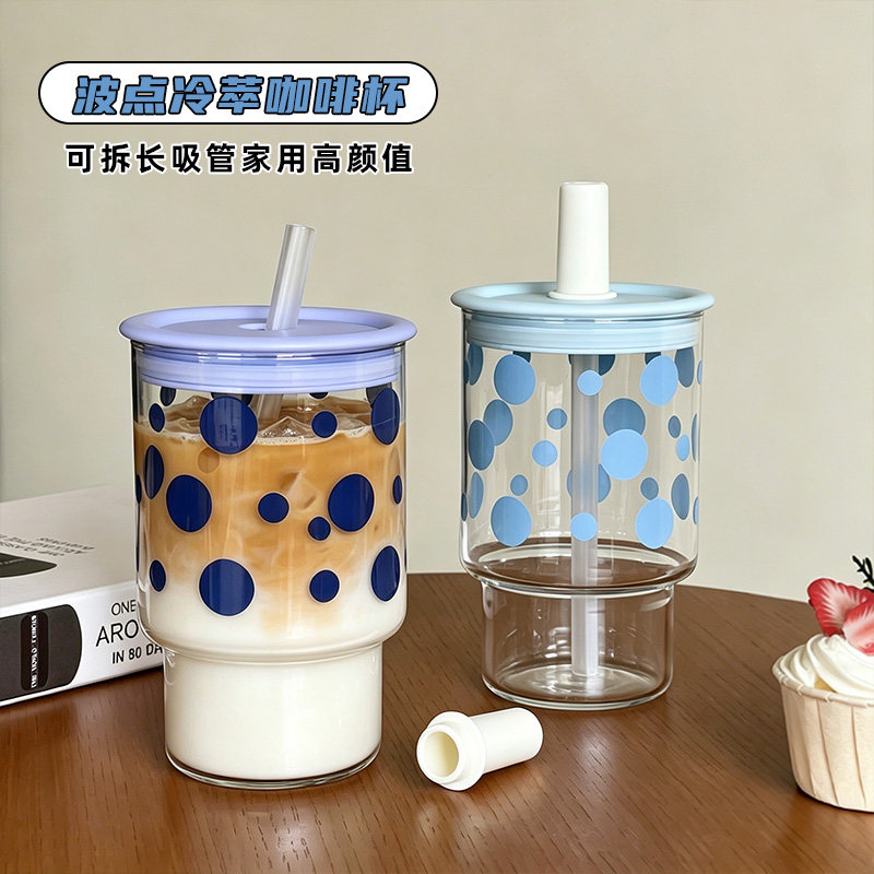 玻璃水杯女款大容量耐高温吸管杯图片