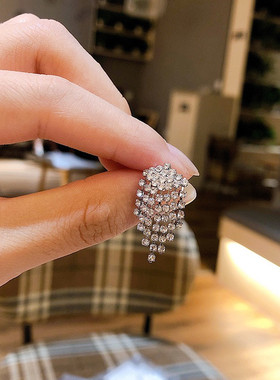 s925银针宴会满钻耳钉百搭耳饰