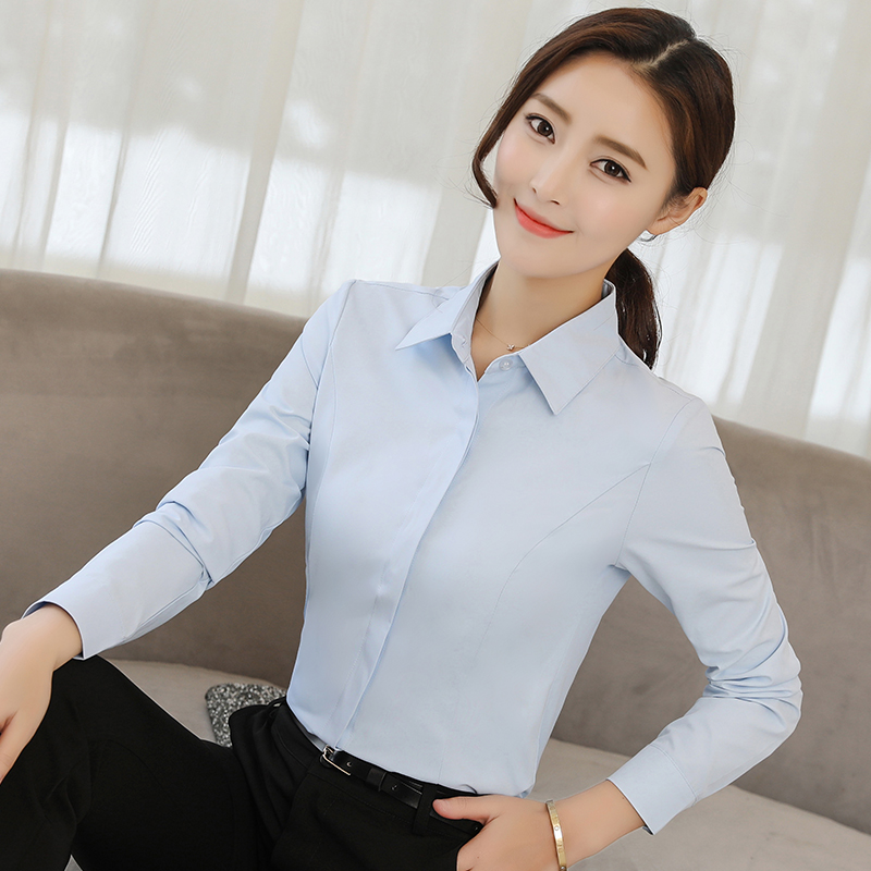 Real shot cotton shirt women's long sleeve professional dress dress 2021 new Han Fan slim and versatile thin inch shirt